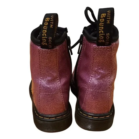 Dr Martens Air Wair 1460 Glitter J Kids Combat Boots Side Zipper-Sz 11 - Picture 4 of 8